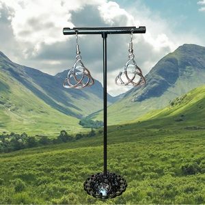 TRINITY KNOT OR TRIQUETRA HANGING EARRINGS IN ANTIQUED SILVER FINISH!